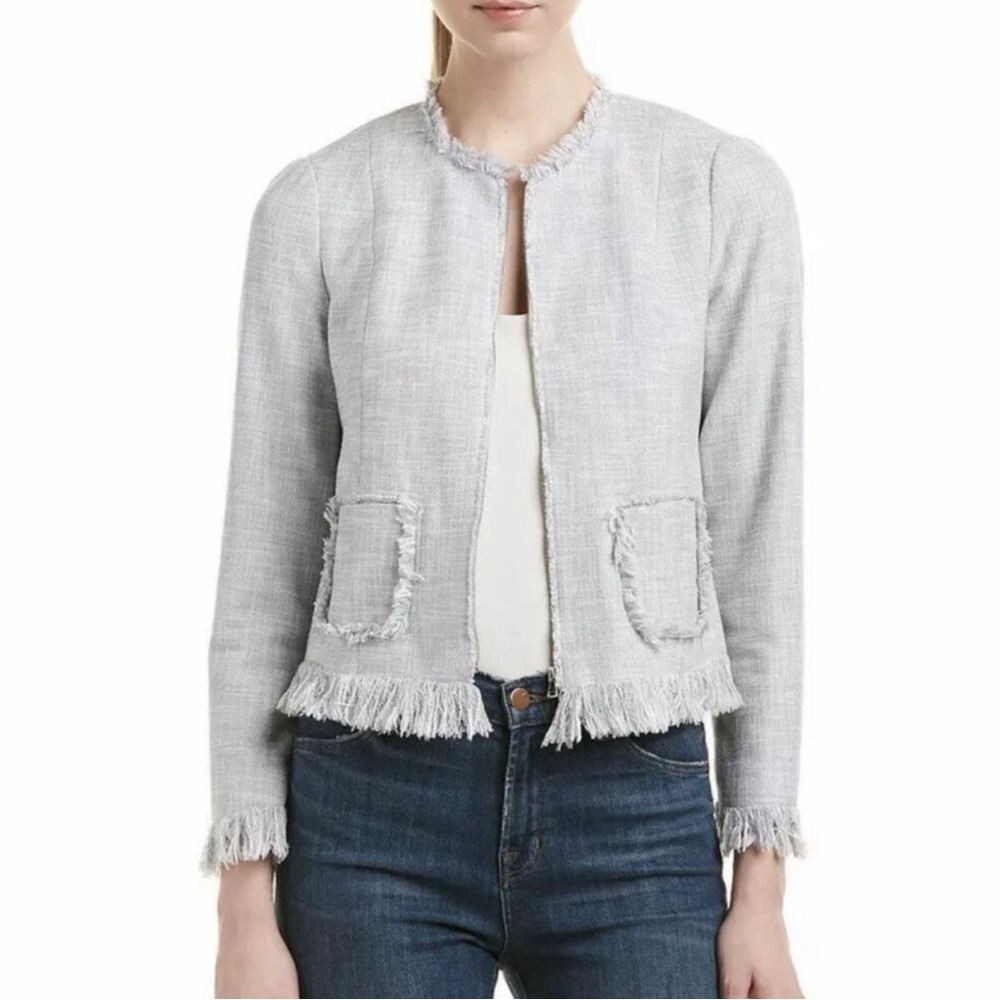 Rebecca Taylor Gray Frayed Blazer